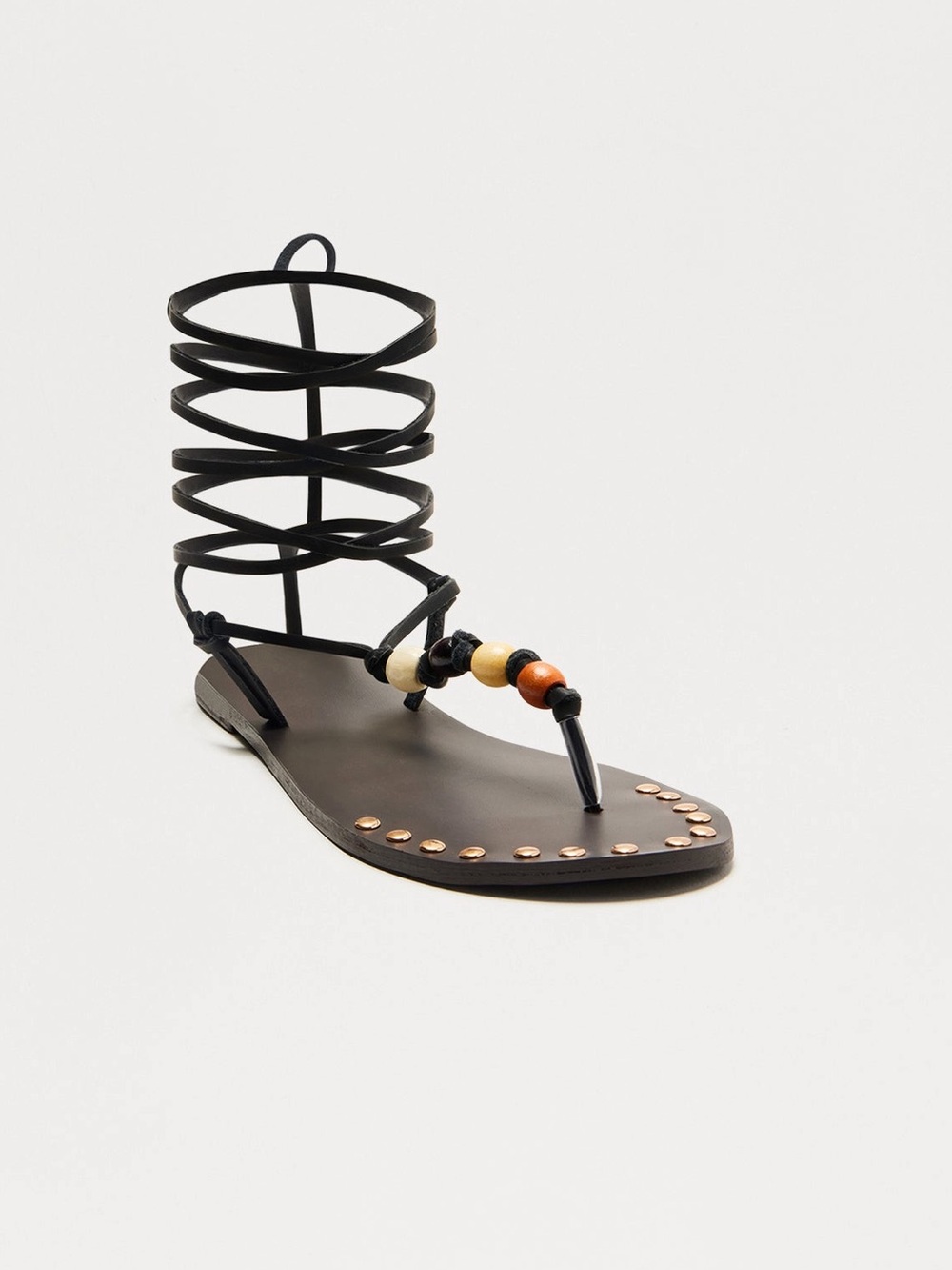 Fashion Nova Black Gladiator Beaded Lace-Up Sandals🦘